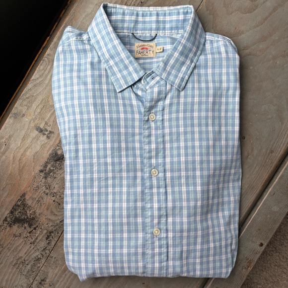 Faherty Men's Blue Plaid Shirt | size XL - Picture 1 of 6